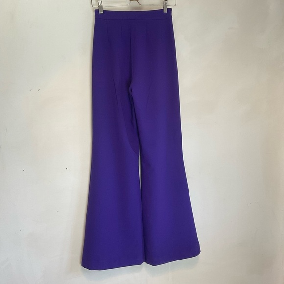 French Connection Pants Whisper Flare Purple Cobalt Blue 70s Violet Sze 4 NWOT - Picture 4 of 11
